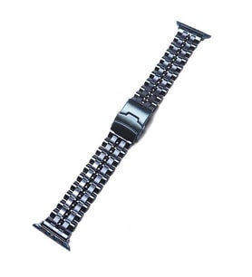 Apple Watch 7/8/9 41mm Kordon Şeritli Bakla Metal Kordon 54 (Lacivert)