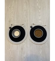 Kedi Evcil Hayvan Mama Paspası / Pamuk Ip Hasır Kedi Mama Altlığı (Siyah)