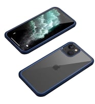 iPhone 13 Mini Kılıf Ön Arka Tam Koruma Silikon Temperli Cam Kapak (Lacivert)