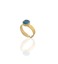 Kadir Jewellery 22 Ayar Altın Kaplama Zirkon Taşlı Kadın Minimal Yüzük (Koyu Mavi)