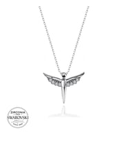 925 ayar Gümüş Swarovski Taşlı Melek Kolye Sertifikalı Qr Kodlu (Gümüş)