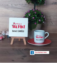 Mutfağın Sultanı Anneye Hediye Dekoratif Taş, Türk Kahvesi Fincanı Kırmızı İsme Özel Hediye (Model 6)