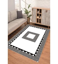 Dijital Kaymaz Taban Yıkanabilir Renkli Salon Halısı Mutfak Halısı Yolluk ND-SD-604 (Beyaz)