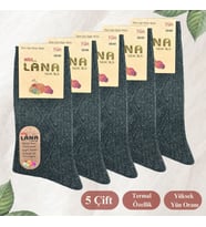 Bayan Çorap 5 Çift Kışlık Yün Çorap Lambswool (ÖZEL KUZU YÜNLÜ) Kadınlar İçin Termal Özellikli (Yeşil)