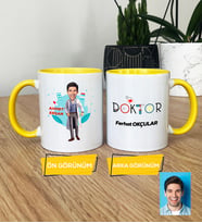 Doktor Hediye Kupa Bardak Erkek Doktora Tıp Bayramı Hediyesi (Sarı)