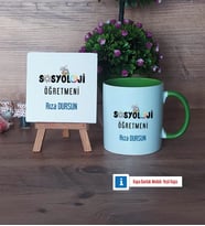 Sosyoloji Öğretmeni Dekoratif Taş, Kupa Bardak Kırmızı Hediye Öğretmenler Günü Hediyesi (Model 13)
