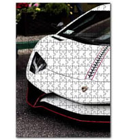 Cakapuzzle Beyaz Lamborghini Ön Detay Puzzle Yapboz MDF (Ahşap) (1000 Parça)