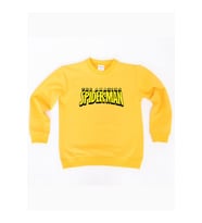 Spiderman baskılı örümcek adam pamuklu kumaş çocuk sweatshirt (Sarı)