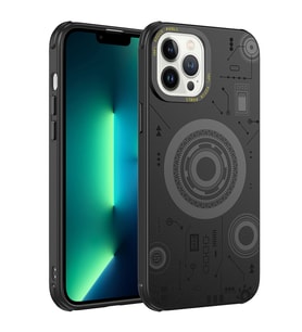 Apple iPhone 13 Pro Kılıf Zore Wireless Şarj Özellikli Desenli Hot Kılıf (Siyah)