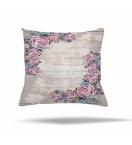 Çiçek Desenli Vintage Gizli Fermuarlı Yastık Kılıfı Kırlent Kılıfı Koltuk Yastık Kılıfı  (Pembe-Mavi)