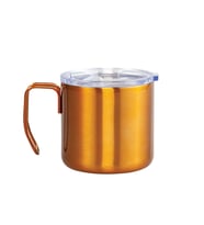 Şeffaf Kapaklı Kuplu Çelik Bardak 350 Ml ( Renk Seçenekli ) (Bakır)
