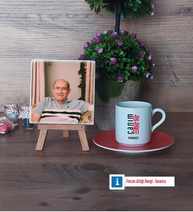 Dedeye Hediye Fotoğraflı Dekoratif Taş, Ahşap Altlıklı Türk Kahvesi Fincanı Hediye (Model 8)