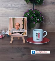 Dedeye Hediye Fotoğraflı Dekoratif Taş, Ahşap Altlıklı Türk Kahvesi Fincanı Hediye (Model 8)