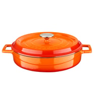 Lava Döküm Çok Amaçlı Yayvan Tencere Döküm Demir Yekpare Kulplu Edition Serisi Çap(Ø)32cm. (Turuncu)