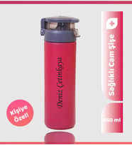 550ML Kilitli Kapak Renkli Cam Şişe Matara, Suluk & 14 Farklı Renk Seçeneği (Fuşya)