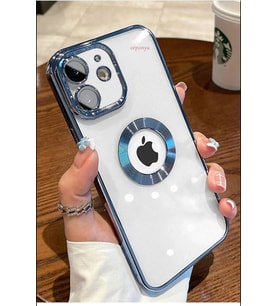 iPhone 11 Kılıf Köşeleri Renkli Şeffaf Kamera Korumalı Silikon Luxury Kapak (Mavi)