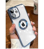 iPhone 11 Kılıf Köşeleri Renkli Şeffaf Kamera Korumalı Silikon Luxury Kapak (Mavi)