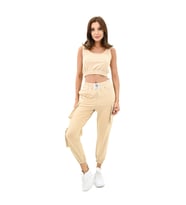 Kadın Askılı Crop Bluz Detaylı Eşofman Takımı 3715-23 (Bej)