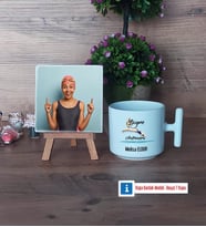 Kadın Yüzme Antrenörü Fotoğraflı Dekoratif Taş, Kupa Bardak Beyaz Hediye (Model 12)