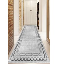Dijital Baskılı Kaymaz Taban Yıkanabilir Modern Yolluk Ve Koridor Halısı NDU-HT-901 (Gri)