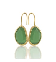 Kadir Jewellery 22 Ayar Altın Kaplama Fosil Taşlı Küpe -El İşçiliği Ve Hipoalerjenik Küpe (Yeşil)