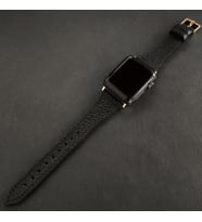 vagave Apple Watch Kadın Klasik Deri Kordon İsme Özel 3-4-5-6-7 / 38-40-41mm (Siyah)