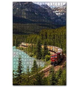 Cakapuzzle Orman ve Göl Kıyısından Geçen Tren ve Dağlar Puzzle Yapboz MDF(Ahşap) (255 Parça)
