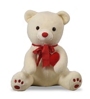 Sevgiliye Özel HEDİYE - 80 cm Kalp Tutan, Oturan Sevimli Peluş Ayı (Beyaz)