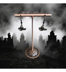 Handcraftedbyoz, Kadın, Halloween Balkabağı Küpe Serisi (Antik Siyah)