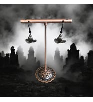 Handcraftedbyoz, Kadın, Halloween Balkabağı Küpe Serisi (Antik Siyah)