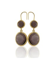 Kadir Jewellery 22 Ayar Altın Kaplama Kadın Taşlı Küpe -El İşçiliği Ve Hipoalerjenik Küpe (Bordo)