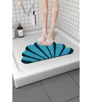 Deniz Kabuğu Banyo Paspası Kaymaz Taban Yumuşak Esnek  Paspas Islak Zemin Hijyenik Paspas (40x60 cm) (Mavi)
