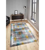 Dijital Baskılı Yıkanabilir Kaymaz Modern Renkli Salon Halısı Mutfak Halısı Yolluk ND-HY-1354 (Mavi)