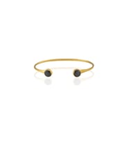 Kadir Jewellery 22 Ayar Altın Kaplama El İşçiliği Zirkon Taşlı Kadın Charm Bileklik (Siyah)