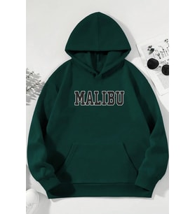 Unisex Malıbu Baskılı Oversize Sweatshirt (Yeşil)