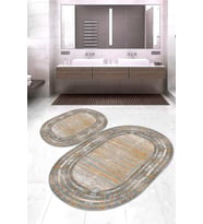 Dijital Baskılı Kaymaz Taban Yıkanabilir Oval 2'li Klozet Takımı Banyo Paspası NOKZ-HY-1266 (Çok Renkli)