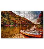 Cakapuzzle Sonbahar Renklerinde Orman Nehirde Kayıklar Puzzle Yapboz MDF (Ahşap) (500 Parça)