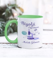 Biyoloji Öğretmeni Tasarımlı Kişiye Özel Kupa Bardak (Yeşil)