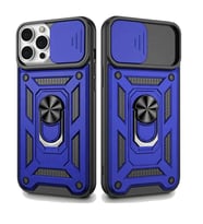 Apple iPhone 13 Pro Max Uyumlu Kızaklı Kamera Korumalı Tank Kılıf (Mavi)