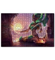 Cakapuzzle Güneşi Ören Yeşil Kıyafetli Melek Puzzle Yapboz MDF (Ahşap) (1000 Parça)
