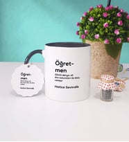 Öğretmen Kupa Bardak ve Anahtarlık (Siyah)