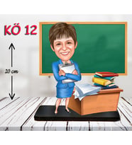 kişiye özel karikatür  öğretmen kadın biblosu öğretmen hediyesi ogretmen hediyesi bayan öğretmen hediyesi öğretmen hediyesi el yapimi (Mavi)