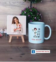 En İyi Diş Hekimi Fotoğraflı Dekoratif Taş, Kupa Bardak Beyaz Hediye (Model 1)