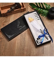 Retro Tüy Dolma Kalem Seti Doğum Günü Yaratıcı Hediye Renkli Tüyler Daldırma Su Kalem Seti High-End (Beyaz)