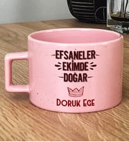 Kişiye Özel Efsaneler Ekimde Doğar Hediye Pastel Fincan Doğum Günü Hediyesi (Pembe)