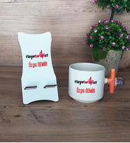 Fizyoterapist Hediye Sepeti Kupa Bardak T Kulplu ve Ahşap Telefon Standı Tıp Bayramı Hediyesi (Model 7)