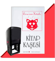 Kişiye Özel  Sevgi Kedi Emoji Tarihli Kitap Kaşesi (Kırmızı)