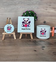 Sevimli Panda Hediye Seti Kupa Bardak T Kulplu, Dekoratif Taş, Anahtarlık Arkadaşa Sevgiliye Hediye (Model 7)