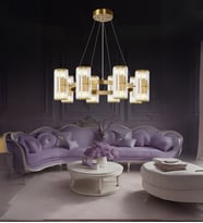 Betty 8'li Taşlı Oturma Odası Avize Taşlı Salon Oturma Odası Avize (Eskitme Altın)
