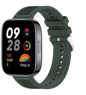 Sneezy Xiaomi Redmi Watch 3 Active İle Uyumlu Dikiş Desenli Dokuma Silikon Kordon (Haki)